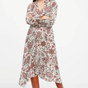 Banana Republic Petite Peasant Midi Dress, 00, XXS. Floral Pattern